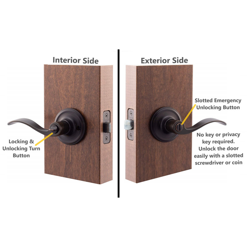 Residential Colonial Style Privacy Door Lever, Tuscan Bronze