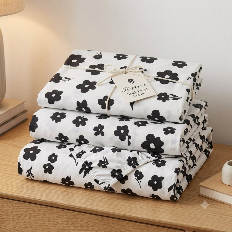  Ensemble de draps 100% coton, Ensemble de draps pour très grand lit avec 4 taie