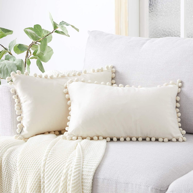 Housse de coussin en velours , Crème
