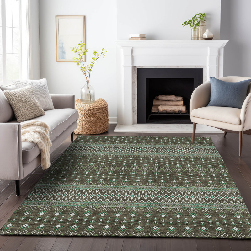 Premium Machine Washable Prisco Brown Rug, Rectangle 10' x 14'