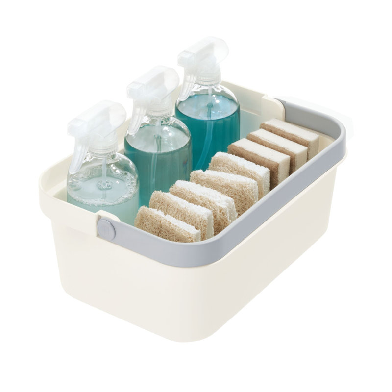 Grand bac de rangement en plastique avec poignée iDesign, sans BPA, collection Eco Bin, noix de coco / silex