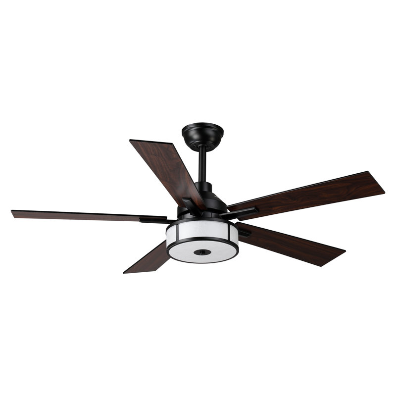 Ventilateur de plafond 52 "à DEL 3 CCT avec abat-jour craquelé 52", télécommande, pales double face, moteur à courant continu à 6 vitesses, à intensité variable, minuterie