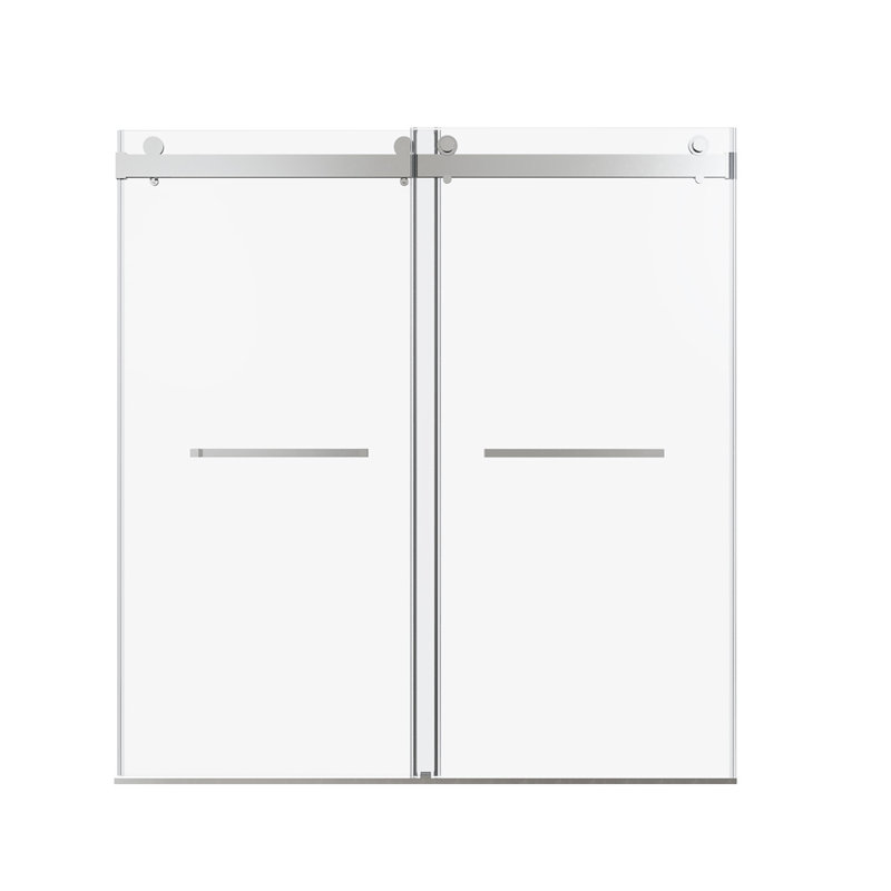 Semi-Frameless Double Sliding Soft-Close Shower Door, Chrome