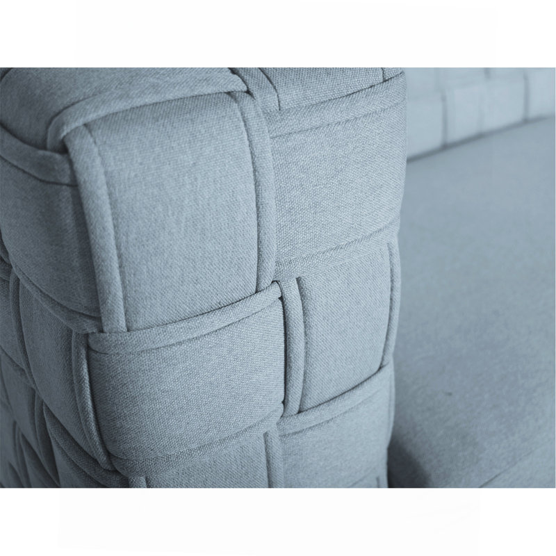 Light Teal Chenille & White Finish Sofa