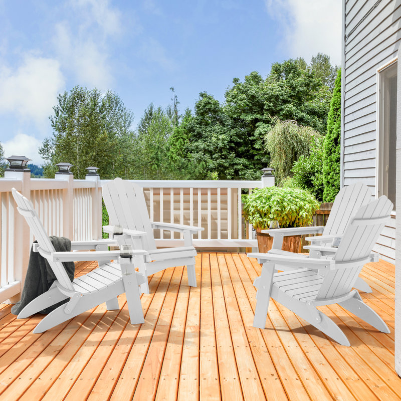 Chaise Adirondack pliante en plastique Halstein, Blanc