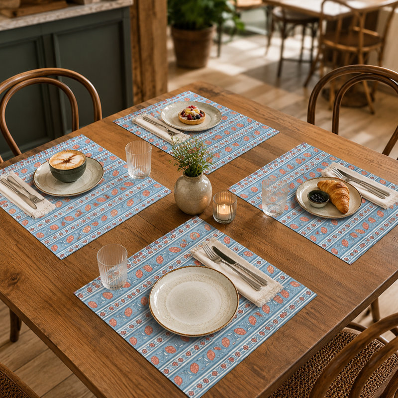 Ensemble de 4 tapis de table 12 po x 16 po Gulshan , Blue