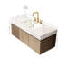 Meuble-lavabo de salle de bain de 122 cm (48 po), pierre frittée blanche, rangement flottant en contreplaqué, lavabo en céramique, 3 trous prépercés pour robinetterie, trou de trop-plein, meuble assemblé, tiroirs et portes de rangement, matériau résistant à l'eau