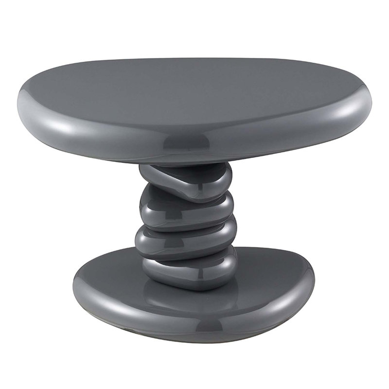 Irregular Shape End Table, Gray High Gloss