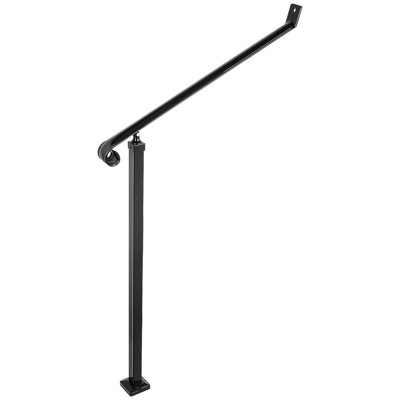 40Mm Pipe Wrought Iron Handrail 2 Steps Handrails For Outdoor Steps Handrails Garden Railing Exterior Handrail Stair Railings For Steps With One Bolt Down Post