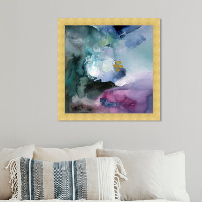 Purple And Green Abstract Shades Urban Modern Framed Art Print For Bathroom