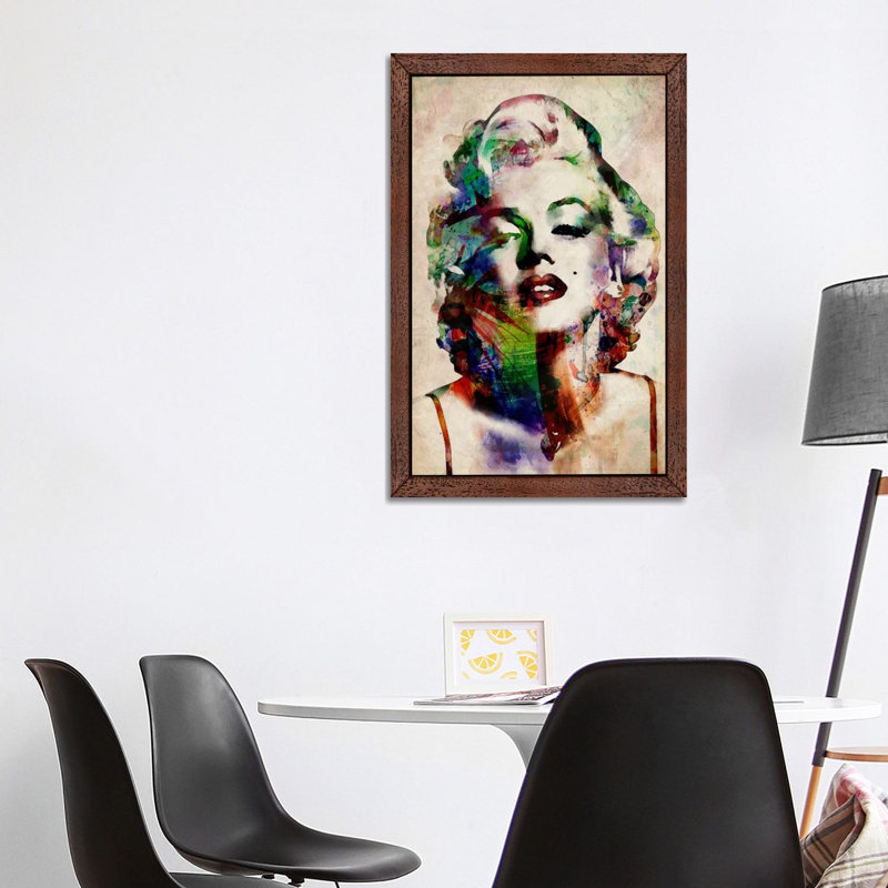 Watercolour Marilyn Monroe by Michael Tompsett - Print on Canvas, 101.6 cm H x 66.04 cm W, Brown Framed