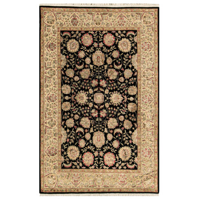 Hand-Knotted High-Quality Black and Gold Area Rug
