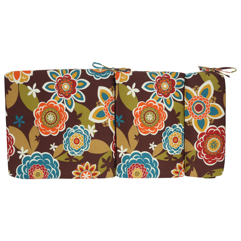 Outdoor Seat/Back Chair Cushion, Brown/Annie Chocolate Floral, 22" W x 21" D