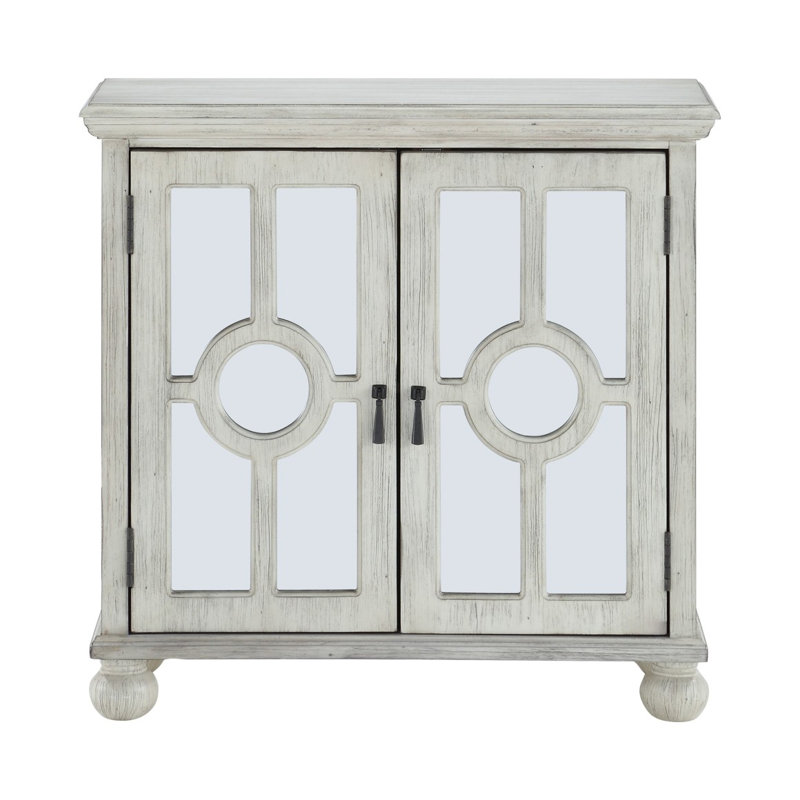 Armoire de rangement classique classique 1Pc avec accoudoirs et portes miroir, Blanc antique