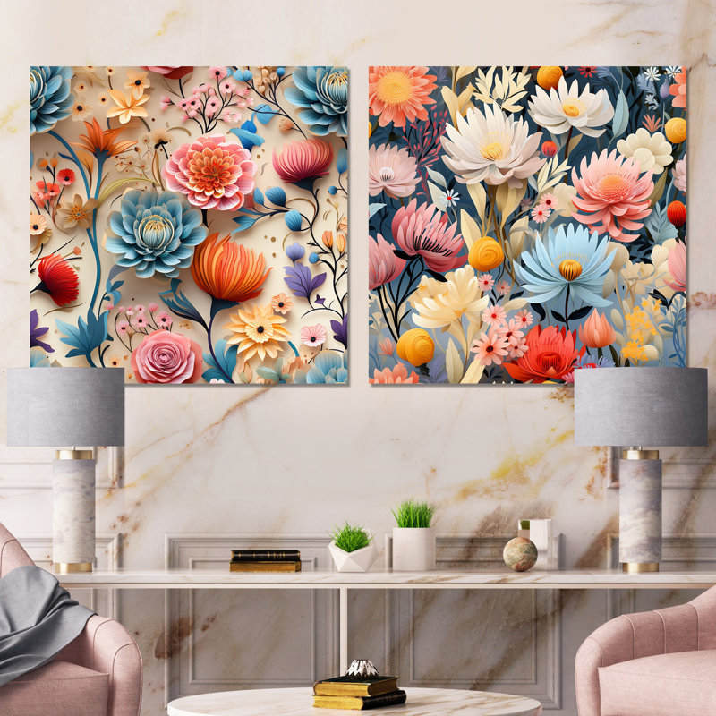 Hembree - Ensemble de 2 reproductions d'art sur toile, Toile tendue, H 16 po x l 33 po x P 1 po