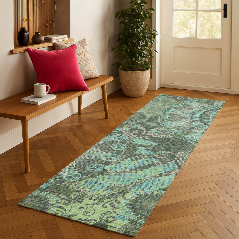 Tapis motif cachemire intérieur / extérieur lavable à la machine ACN2335, Tapis de couloir 2 pi 3 po x 7 pi 6 po