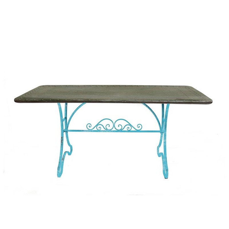 Ensemble repas d'extérieur en fer Charleston, Brun, Does Not Apply" H x Does Not Apply" W x 36.61" D, Bleu