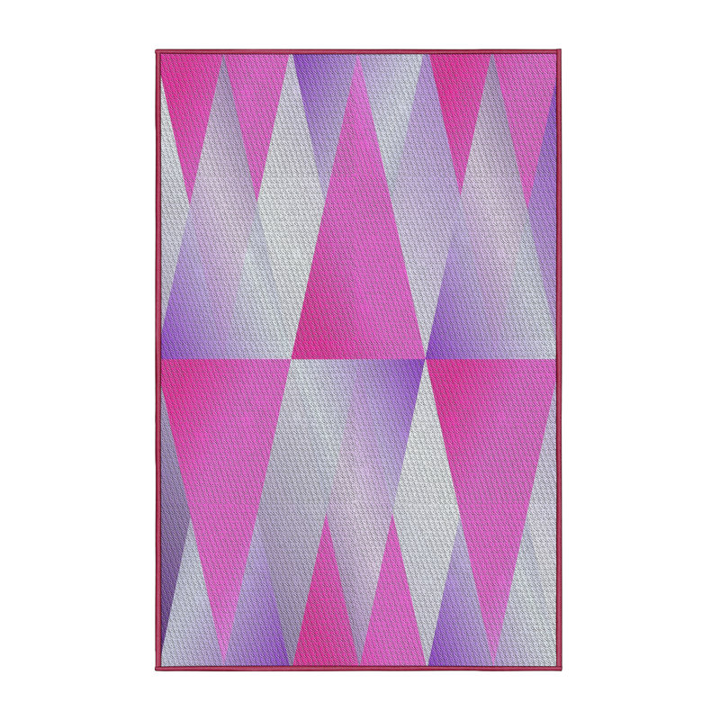 Tapis rose à motifs/mauves de zone Yemina, Rectangle 7 pi x 10 pi