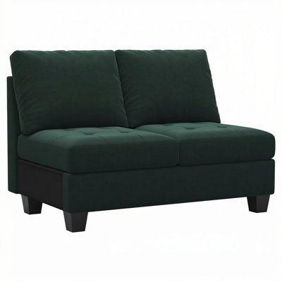 Eyram Velvet Armless 2 Seater Chair, Double Seat Module For Modular Sofa Sectional Couch