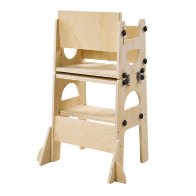 Tour d'apprentissage en bois réglable pour tout-petits, marchepied de cuisine pour enfants de 1 à 5 ans, ensemble table et chaise d'inspiration Montessori pour l'apprentissage de la marche, tour d'apprentissage avec tableau noir et dossier, idéal pour la cuisine et la salle de bain.