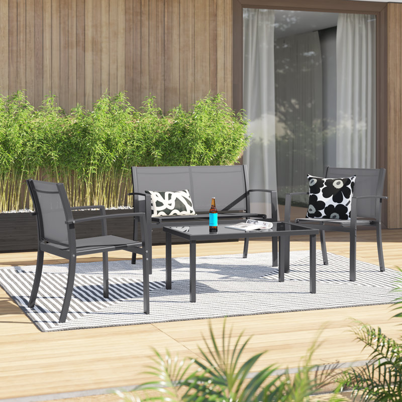 Arantxa 4 - Person Patio Conversation Set, Gray
