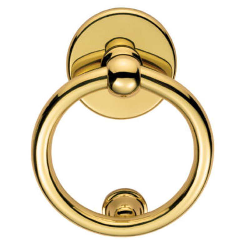 Fannin Victorian Ring Door Knocker, Polished Brass