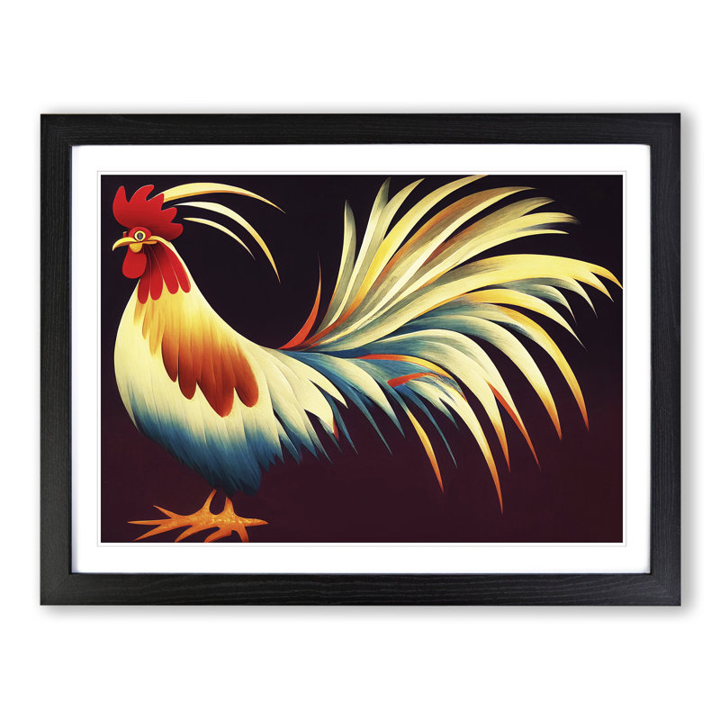 XH1022-9504X Unreal Rooster Abstract - Single Picture Frame Print, Black, 46cm H x 64cm W x 2cm D