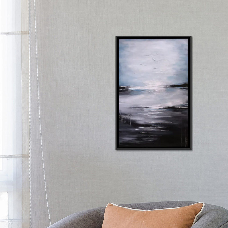 « abstract seascape xi », impression sur toile, H 26 po x l 18 po x P 1,5 po, Toile avec cadre noir, Pas de tapis