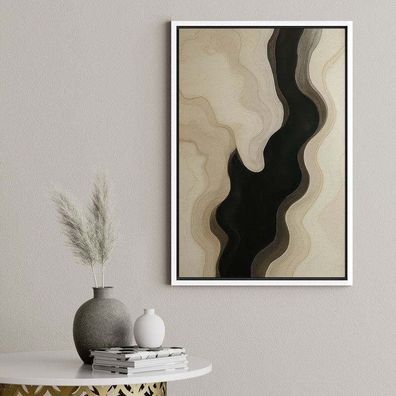 Reproduction d'art sur toile - Œuvre abstraite, décor moderne neutre pour le salon, H 24 po x l 16 po, Toile tendue, Blanc