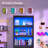 62.9'' H Bookshelf and Bookcase with Doors, 5-Tier Display Storage Cabinet, Remote Control LED Lights