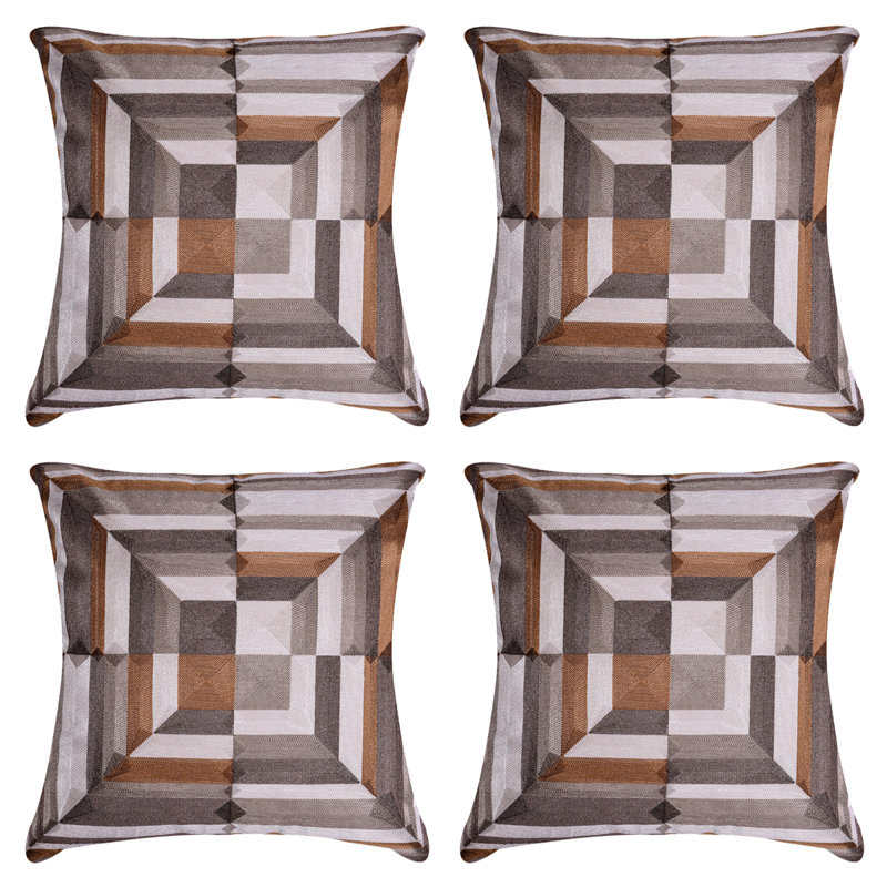 Ensemble de 4 housses de coussin en lin brodées de style scandinave 20 x 20 - Cadeau de décoration de Noël moderne