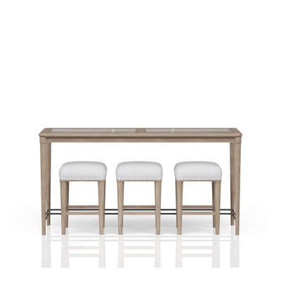 Frosted Glass Console Table With 3 Stools
