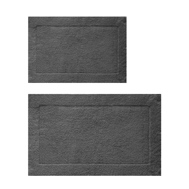 Ensemble de tapis de bain 100% coton Border, Gris anthracite