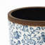 Pot à fleurs rond 15,6 "bleu et blanc à motif floral, grand pot en céramique avec drainage-1617723908