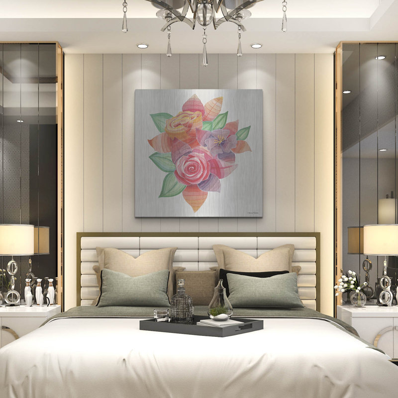 «Stiped Vibrant Florals» par Rachel Nieman, H 36 po x l 36 po