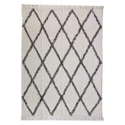 Jeté en coton tissé à la main Crossed Diamond