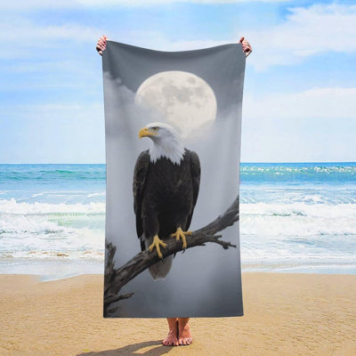 Quick Dry Microfiber Eagle Full Moon Beach Towel, 32 x 63 in
