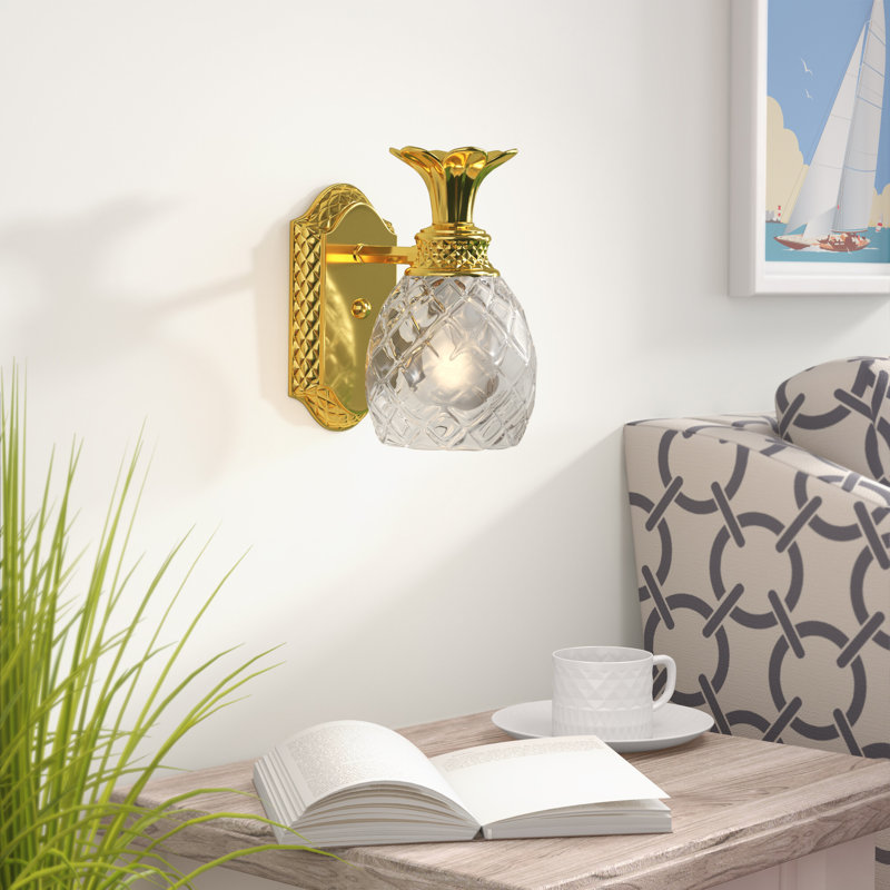 Plantation 1-Light Pineapple Accent Wall Sconce, Burnished Brass