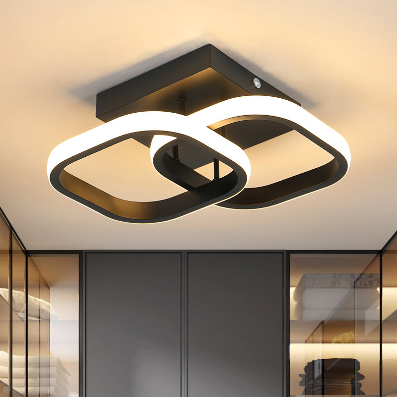 Luebbert LED Semi Flush Mount, Black, 3000K