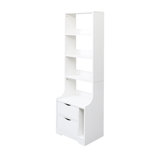 58.11" Tall Night Stand With Bookshelf, Nightstand With 2 Storage Drawers, 2 In 1 Bedside Table For Bedroom