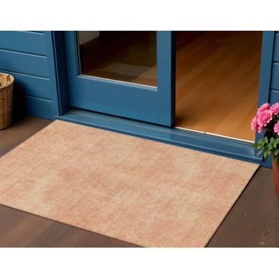 Tapis intérieur / extérieur lavable pêche 3 pi x 5 pi HomeRoots