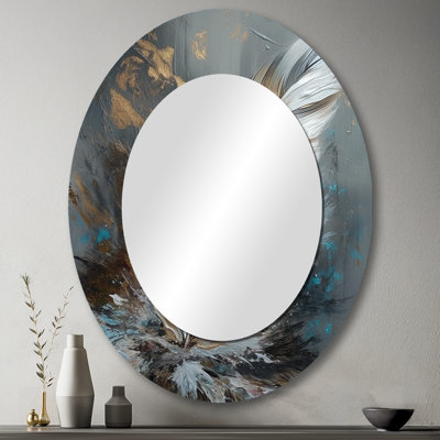 Plume dorée Wanderlust III - miroir mural ovale doré