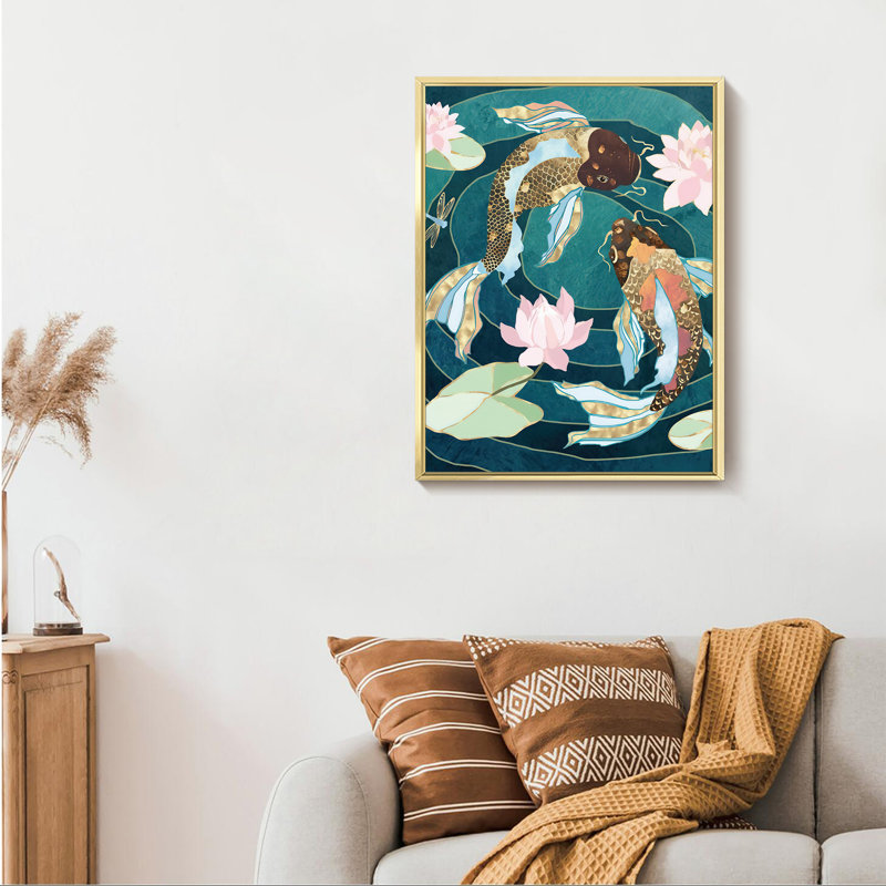 Koi Fish - Reproduction de photo sur toile, H 24 po x l 16 po x P 1,5 po, Or