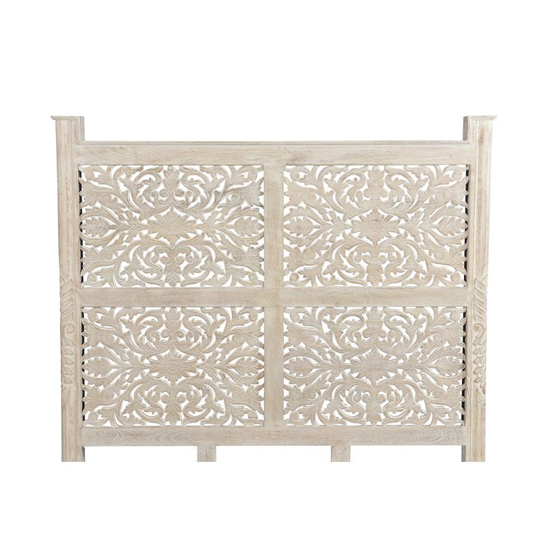 Lit standard à profil bas en bois massif Harleen, Grand, Blanc