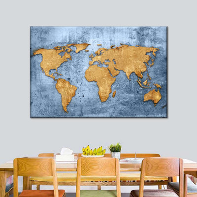 " Azure World Map Canvas Print "