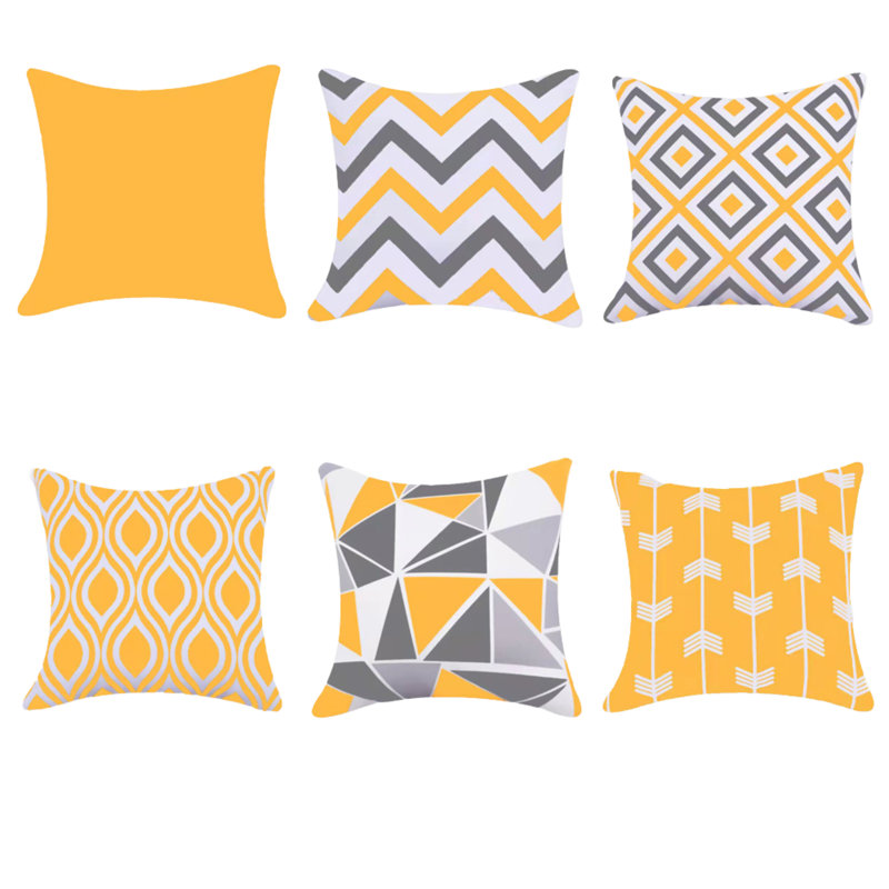 Elinor Indoor / Outdoor Geometric Square Throw Cushion Cover, Yellow