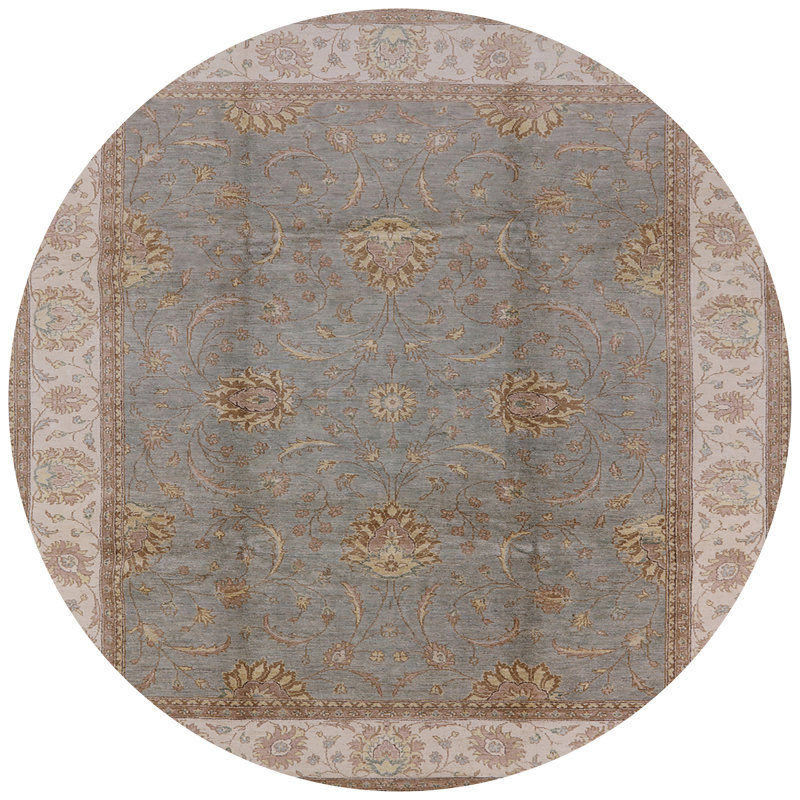 Tapis oriental bleu / beige Nisse, Rond 8 pi