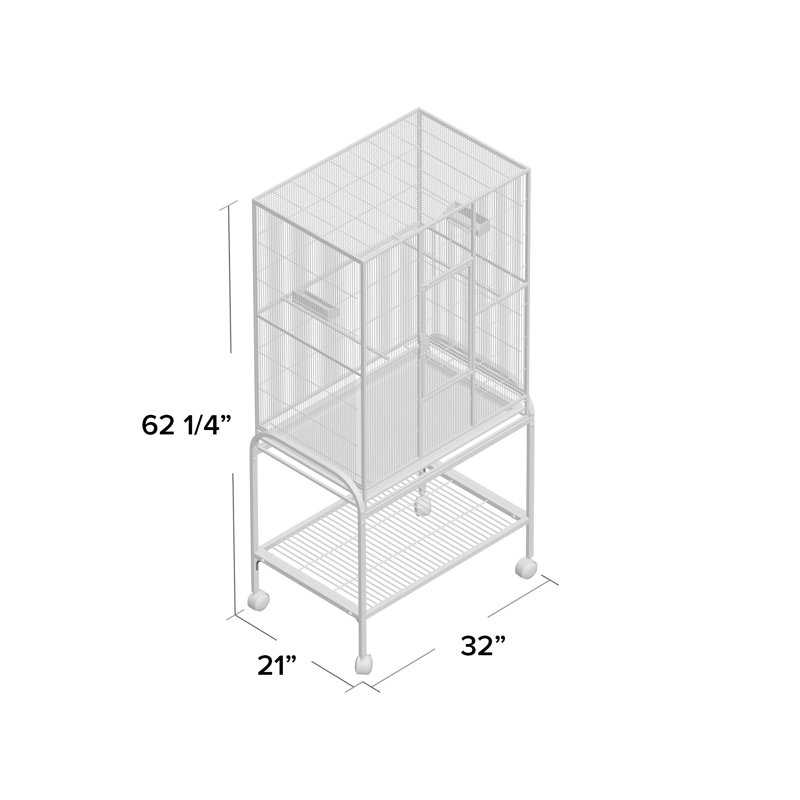 Cage de vol et support noir, Noir