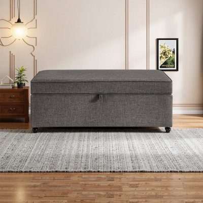 Grand repose-pieds moderne avec rangement et repose-pieds modulaire avec roulettes pour le salon, la détente et l'organisation à la maison