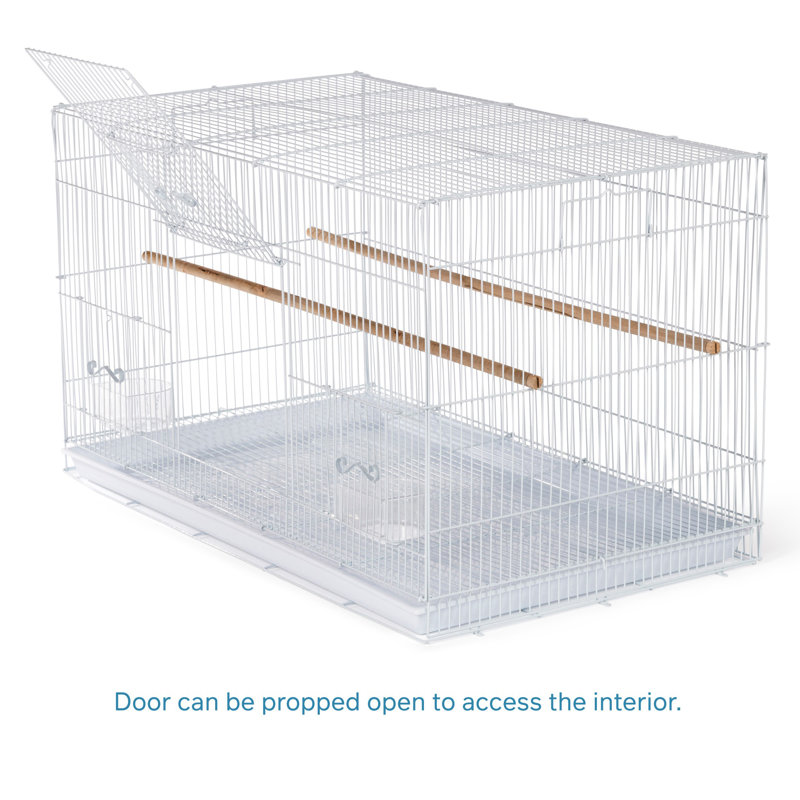 White Metal Flight Bird Cage with Wooden Perches